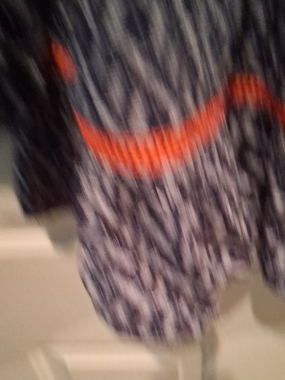 Democracy Blue Patterned Blouse with Orange Trim - Picture 3 of 9